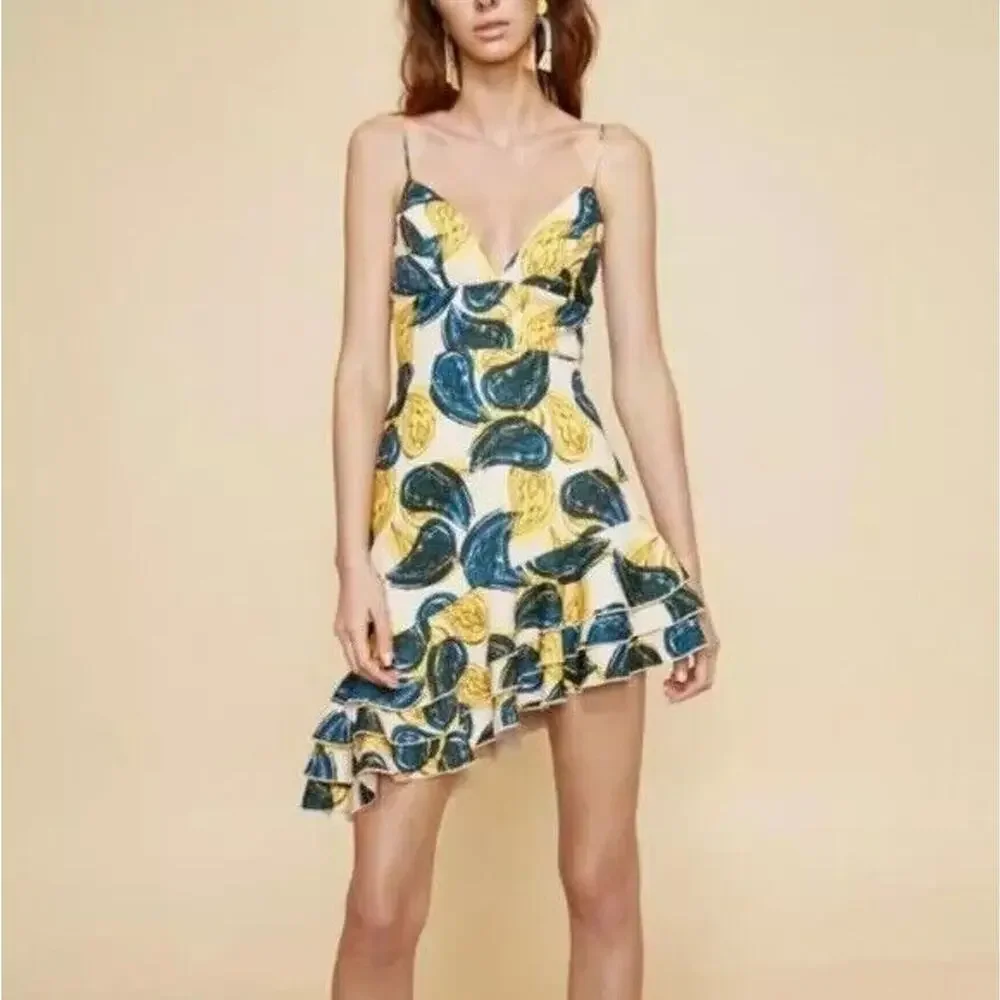 CMEO Collective Asymmetric Dress Paisley Cottage Fairy Party Cocktail 90s NWT XL
